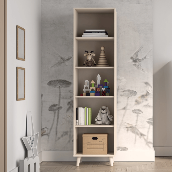 Nowoczesny Regał Biblioteczka do Biura Salonu Glamour Skandynawska Kremowa MEVEL 03