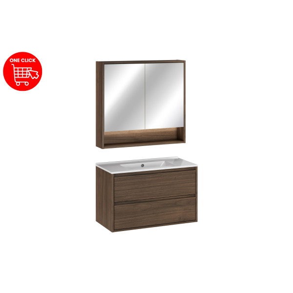 Zestaw Meblowy 80Cm Z Umywalką Meblową Lava I Szafką Z Lustrem