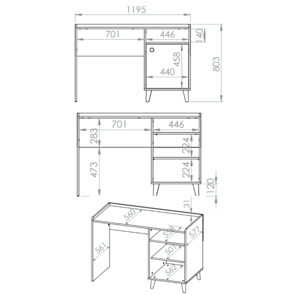 Nowoczesne Biurko do Pokoju Dziecięcego Glamour Różowa Kremowa MEVEL 07