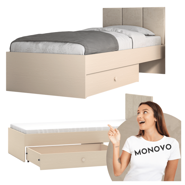 Nowoczesne Łóżko Pojedyncze do Pokoju Dziecięcego Glamour Różowa Kremowa MEVEL 08