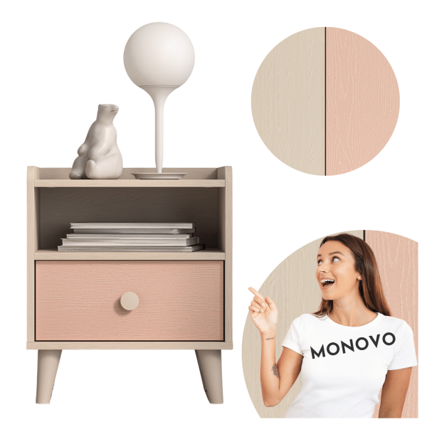 Nowoczesna Szafka Nocna Kastlik do Pokoju Dziecięcego Sypialni Glamour Różowa Kremowa MEVEL 10