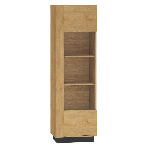 Nowoczesna Witryna do Salonu Jadalni Loft Dąb Stylowy Czarny Szkło MODESTO 02
