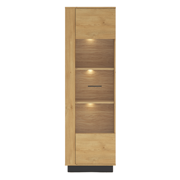 Nowoczesna Witryna do Salonu Jadalni Loft Dąb Stylowy Czarny Szkło MODESTO 02