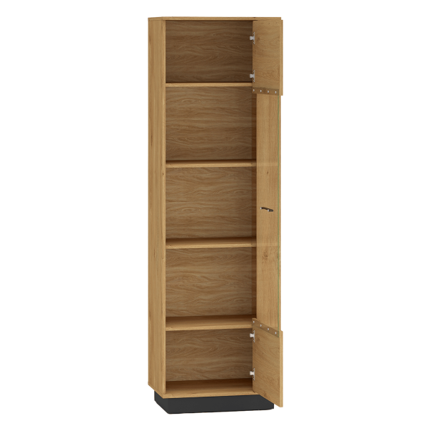 Nowoczesna Witryna do Salonu Jadalni Loft Dąb Stylowy Czarny Szkło MODESTO 02