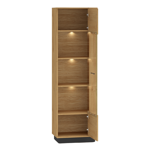 Nowoczesna Witryna do Salonu Jadalni Loft Dąb Stylowy Czarny Szkło MODESTO 02