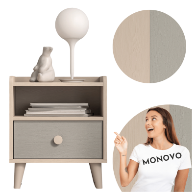 Nowoczesna Szafka Nocna Kastlik do Pokoju Dziecięcego Sypialni Glamour Szara Kremowa MEVEL 10