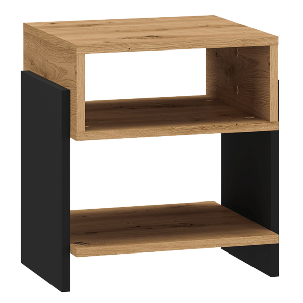 Nowoczesna Szafka Nocna Kastlik do Sypialni Loft Modern Dąb Artisan Czarny TRIS 01