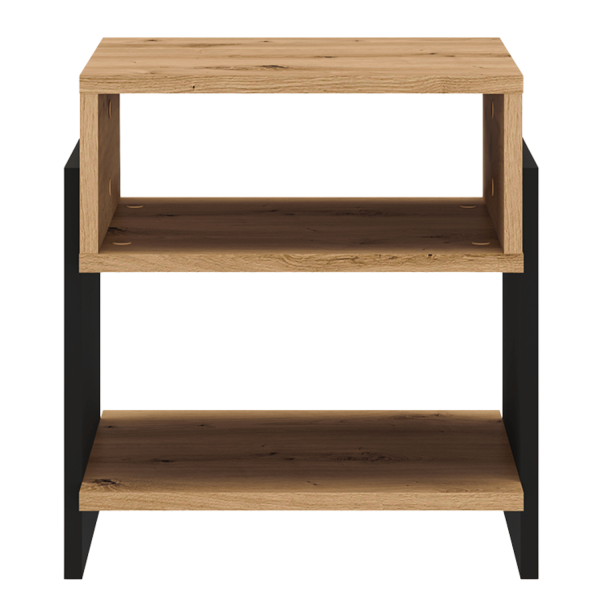 Nowoczesna Szafka Nocna Kastlik do Sypialni Loft Modern Dąb Artisan Czarny TRIS 01