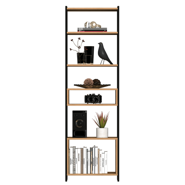 Nowoczesny Wysoki Regał Biblioteczka do Sypialni Salonu Gabinetu Loft Modern Dąb Artisan Czarny TRIS 02
