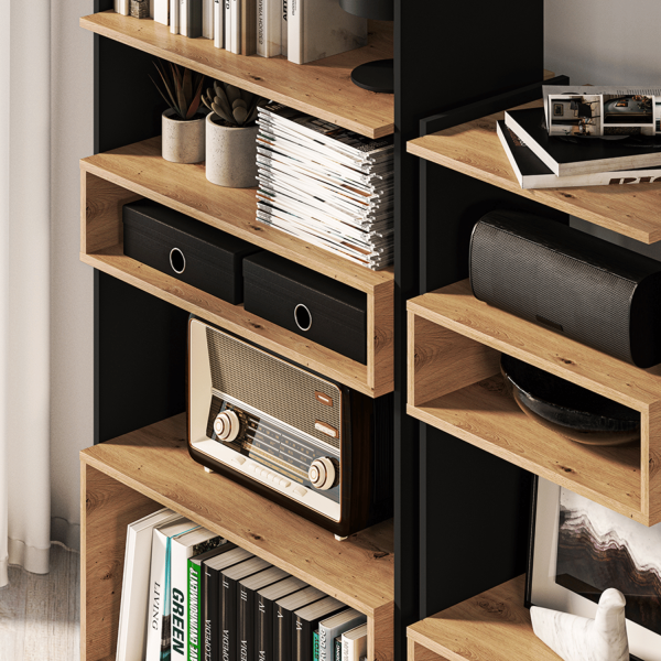 Nowoczesny Regał Biblioteczka do Sypialni Salonu Gabinetu Loft Modern Dąb Artisan Czarny TRIS 04