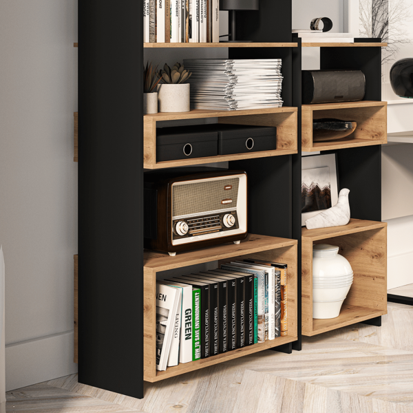 Nowoczesny Regał Biblioteczka do Sypialni Salonu Gabinetu Loft Modern Dąb Artisan Czarny TRIS 04