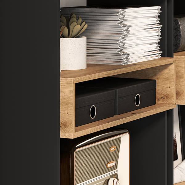 Nowoczesny Regał Biblioteczka do Sypialni Salonu Gabinetu Loft Modern Dąb Artisan Czarny TRIS 04