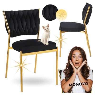 Nowoczesne Welurowe Krzesło Glamour Do Jadalni Salonu Kuchni Kuchenne Czarne Złote TOKIO