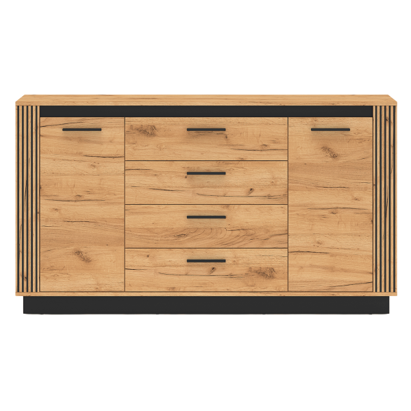 Nowoczesna Duża Komoda do Salonu Sypialni Vintage Loft Dąb Craft Złoty Czarny URSO 06