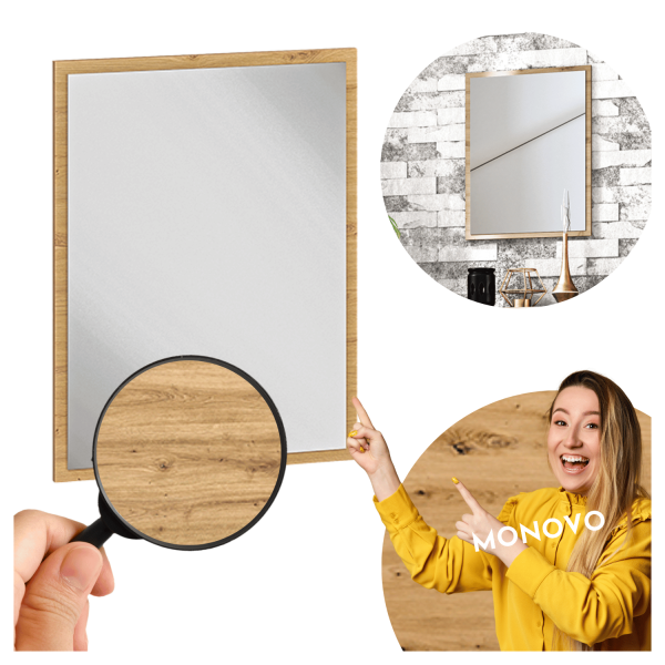 Rustykalne Lustro Ścienne do Przedpokoju Vintage Loft Dąb Artisan NEVIO 08