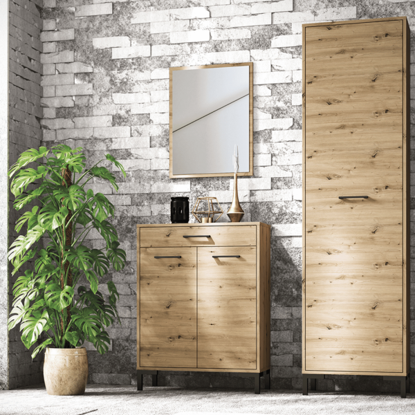Rustykalne Lustro Ścienne do Przedpokoju Vintage Loft Dąb Artisan NEVIO 08