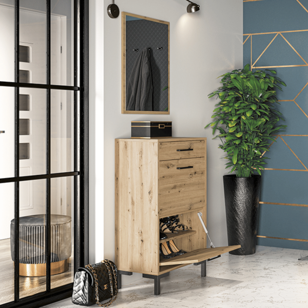 Rustykalne Lustro Ścienne do Przedpokoju Vintage Loft Dąb Artisan NEVIO 08