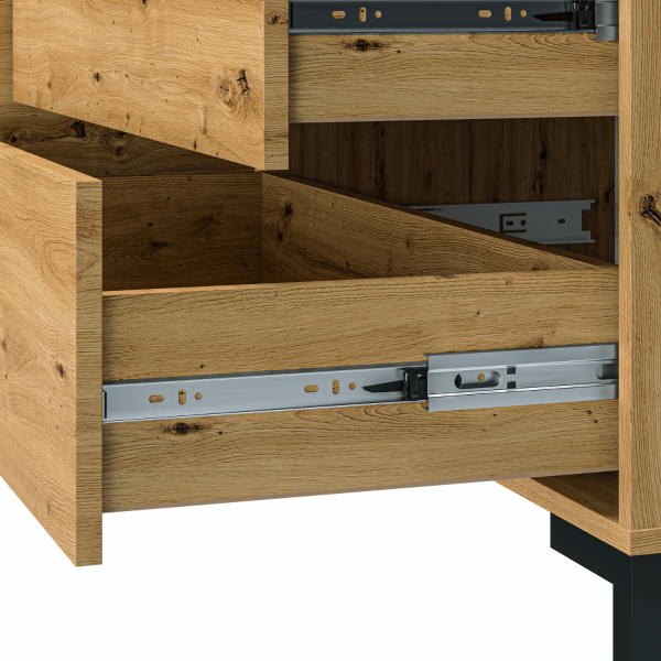 Rustykalna Duża Komoda do Salonu Sypialni Loft Vintage Dąb Artisan Czarne Nogi NEVIO 13