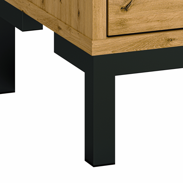 Rustykalna Duża Komoda do Salonu Sypialni Loft Vintage Dąb Artisan Czarne Nogi NEVIO 13
