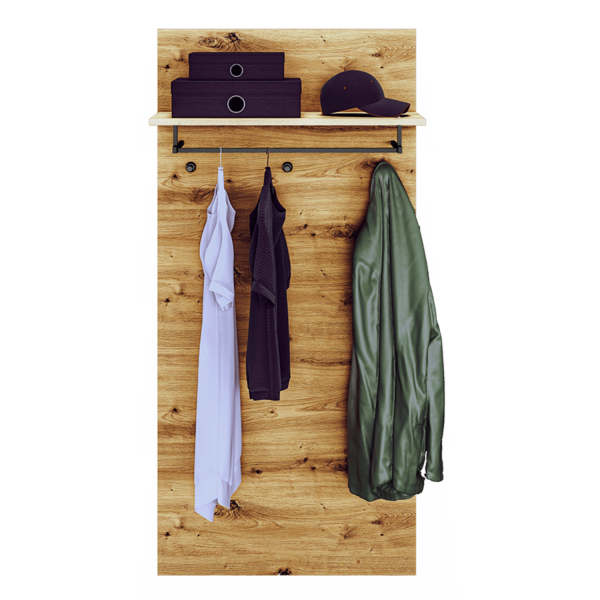 Rustykalna Wieszak z Półką do Przedpokoju Loft Vintage Dąb Artisan NEVIO 15