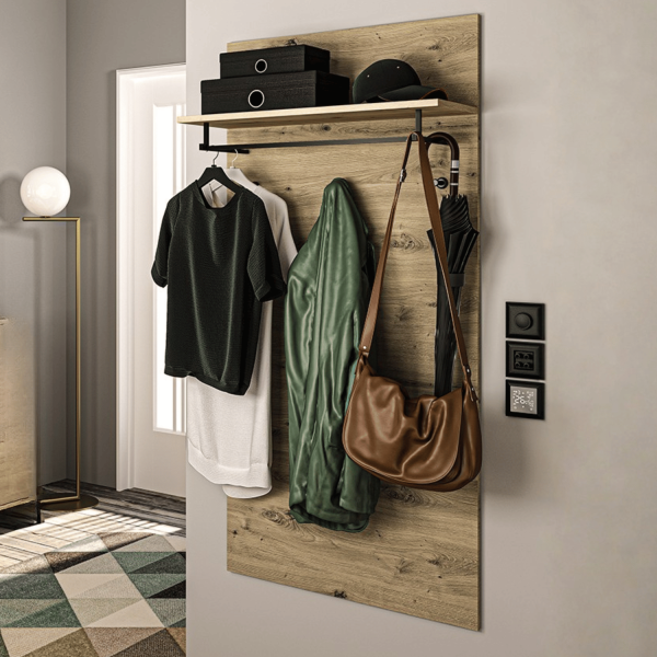 Rustykalna Wieszak z Półką do Przedpokoju Loft Vintage Dąb Artisan NEVIO 15