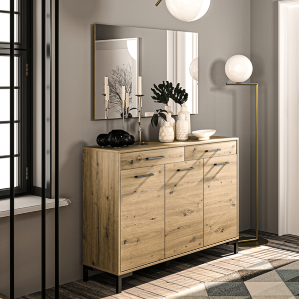 Rustykalne Duże Lustro Ścienne do Przedpokoju Vintage Loft Dąb Artisan NEVIO 16