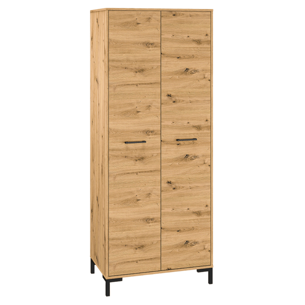 Rustykalna Szafa Dwudrzwiowa do Salonu Sypialni Loft Vintage Dąb Artisan Czarne Nogi NEVIO 17
