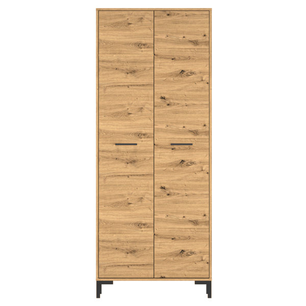 Rustykalna Szafa Dwudrzwiowa do Salonu Sypialni Loft Vintage Dąb Artisan Czarne Nogi NEVIO 17