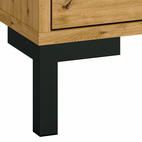 Rustykalna Szafa Dwudrzwiowa do Salonu Sypialni Loft Vintage Dąb Artisan Czarne Nogi NEVIO 17