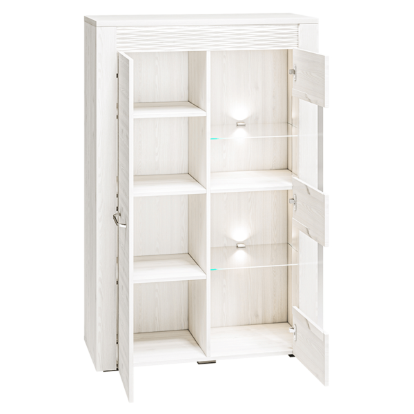Nowoczesna Witryna do Jadalni Salonu Glamour Biały Sosna Śnieżna CLERMONT 05