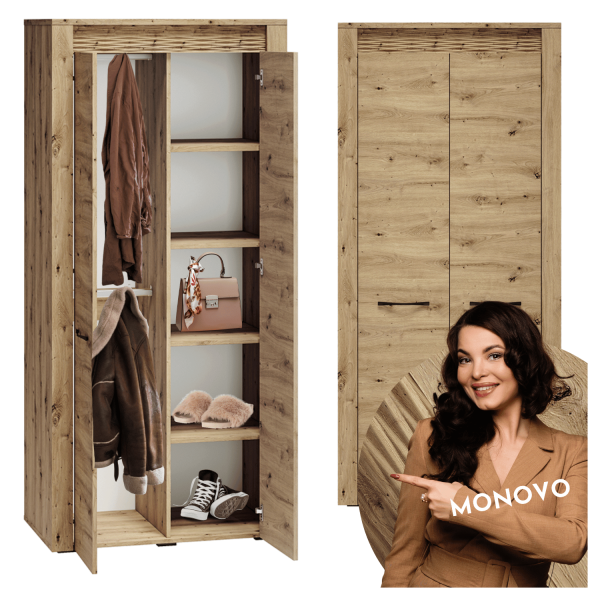 Nowoczesna Szafa Ryflowana do Salonu Sypialni Skandynawski Dąb Artisan ARTIS 01