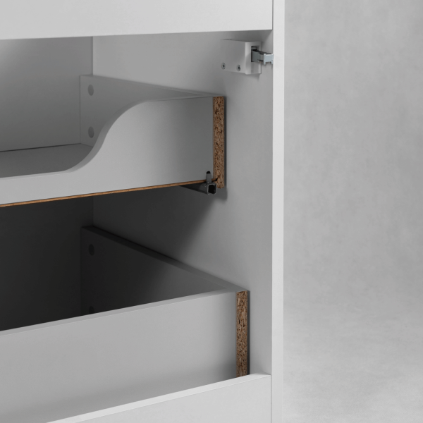 Biała Matowa Szafka Wisząca do Łazienki 160 cm Zestaw Pod Umywalkę Nowoczesny z Blatem MODERN