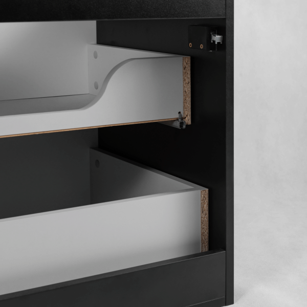 Nowoczesna Szafka do Łazienki pod Umywalkę Łazienkowa 160 cm Wisząca Elegancka Zestaw z Blatem i Regałami Czarny  MODERN