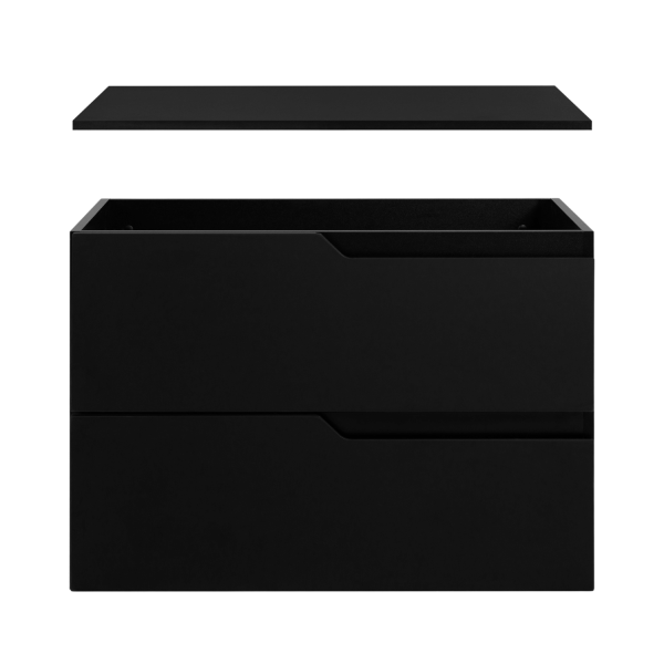Szafka Wisząca Łazienkowa 80 cm Pod Umywalkę Czarna z Blatem Matowa Elegancka MODERN