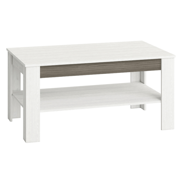 Nowoczesna Ława Stolik Kawowy do Salonu Skandynawski Sosna Śnieżna Biały New Grey Szary BLANCO 1201