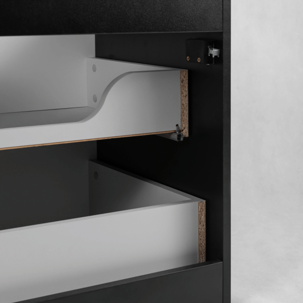 Szafka Do Łazienki Pod Umywalkę Zestaw Wiszący Łazienkowy 160 cm z Blatem Czarny Matowy Elegancki MODERN