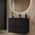 Szafka Do Łazienki Pod Umywalkę Zestaw Wiszący Łazienkowy 160 cm z Blatem Czarny Matowy Elegancki MODERN