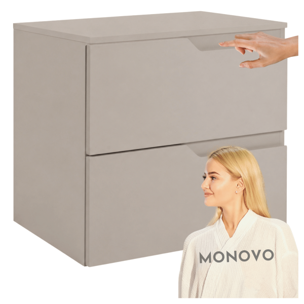 Elegancka Szafka Wisząca pod Umywalkę 60 cm z Blatem Łazienkowa Beżowa Kaszmirowa Nowoczesna MODERN