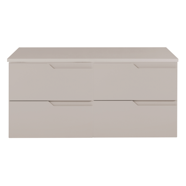 Szafka Wisząca Łazienkowa Nowoczesna Elegancka pod Umywalkę 120 cm z Blatem Beżowa Kaszmirowa MODERN