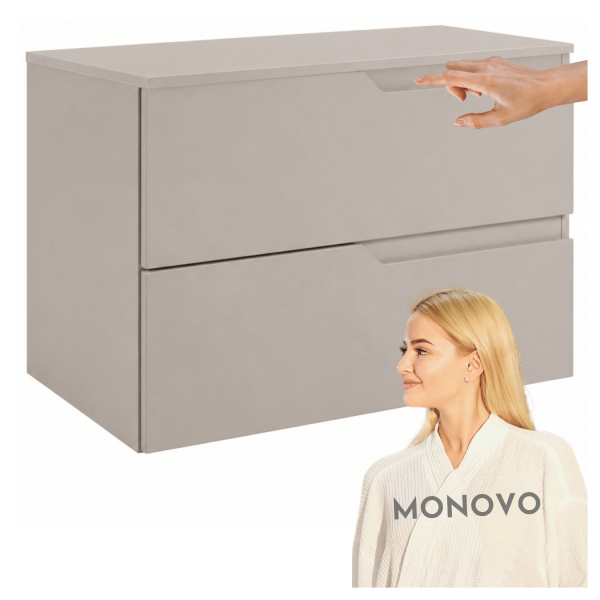 Szafka 80 cm Wisząca do Łazienki Beżowa pod Umywalkę z Blatem Kaszmirowa Nowoczesna MODERN