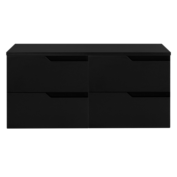 Elegancka Czarna Nowoczesna Szafka pod Umywalkę Zestaw Łazienkowy 120 cm Wiszący z Blatem do Łazienki MODERN