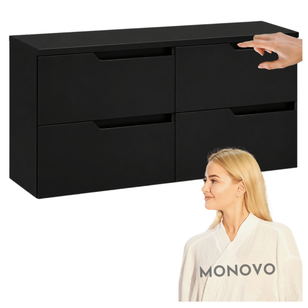 Elegancka Czarna Nowoczesna Szafka pod Umywalkę Zestaw Łazienkowy 120 cm Wiszący z Blatem do Łazienki MODERN