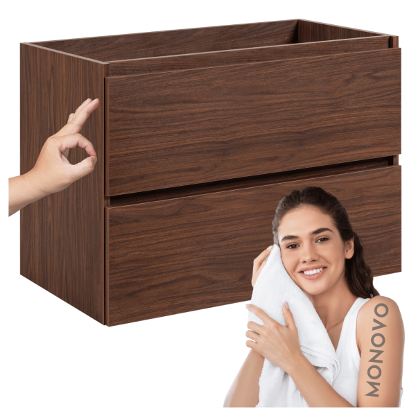 Nowoczesna Wisząca Szafka 80 cm Łazienkowa pod Umywalkę Dąb Orzech SIMPLE