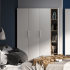 Nowoczesna Duża Szafa Ryflowana do Salonu Sypialni Loft Modern Biały Grafit Szary Dąb Castello TORINO 01