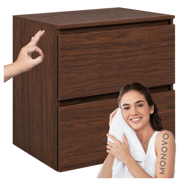 Wisząca Szafka z Blatem Łazienkowa pod Umywalkę 60 cm Nowoczesna Dąb Orzech SIMPLE