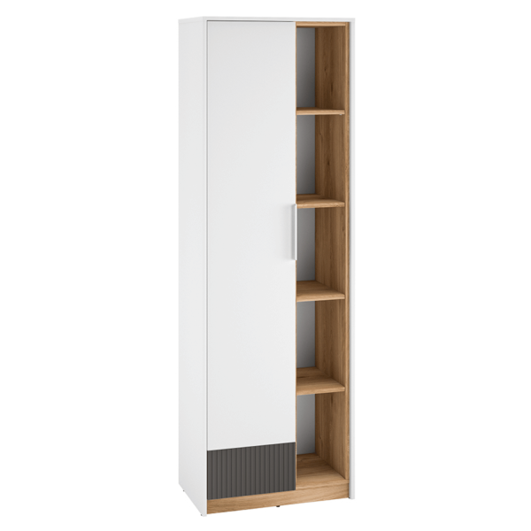 Nowoczesna Szafa Ryflowana do Salonu Sypialni Loft Modern Biały Grafit Szary Dąb Castello TORINO 04