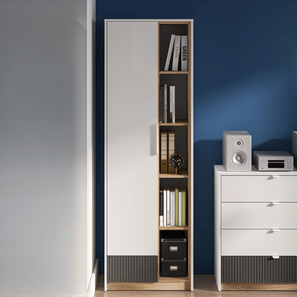 Nowoczesna Szafa Ryflowana do Salonu Sypialni Loft Modern Biały Grafit Szary Dąb Castello TORINO 04
