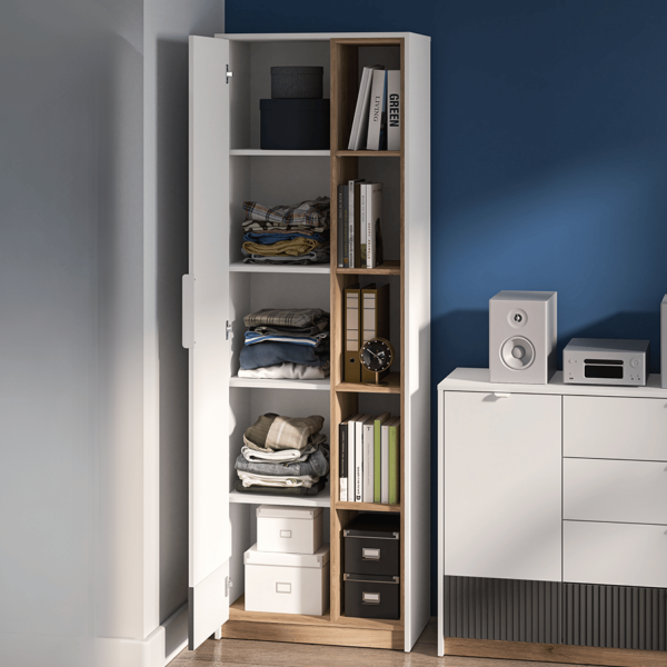 Nowoczesna Szafa Ryflowana do Salonu Sypialni Loft Modern Biały Grafit Szary Dąb Castello TORINO 04