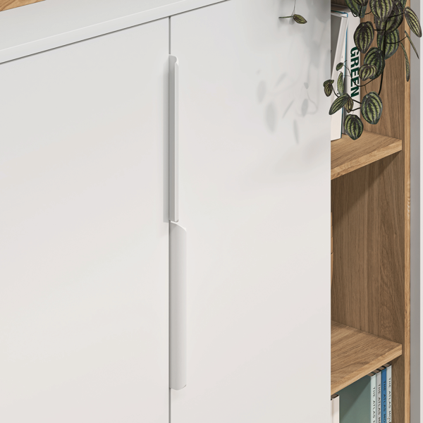 Nowoczesna Duża Komoda Ryflowana do Salonu Sypialni Loft Modern Biały Grafit Szary Dąb Castello TORINO 05