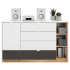 Nowoczesna Duża Komoda Ryflowana do Salonu Sypialni Loft Modern Biały Grafit Szary Dąb Castello TORINO 06